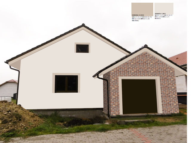 Obrázek 3 pro referenci Grafický návrh fasády RD, šambrány kolem oken a obkladový pásek