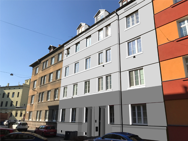 Obrázek 1 pro referenci Grafický návrh fasády bytového domu, odstíny CERESIT